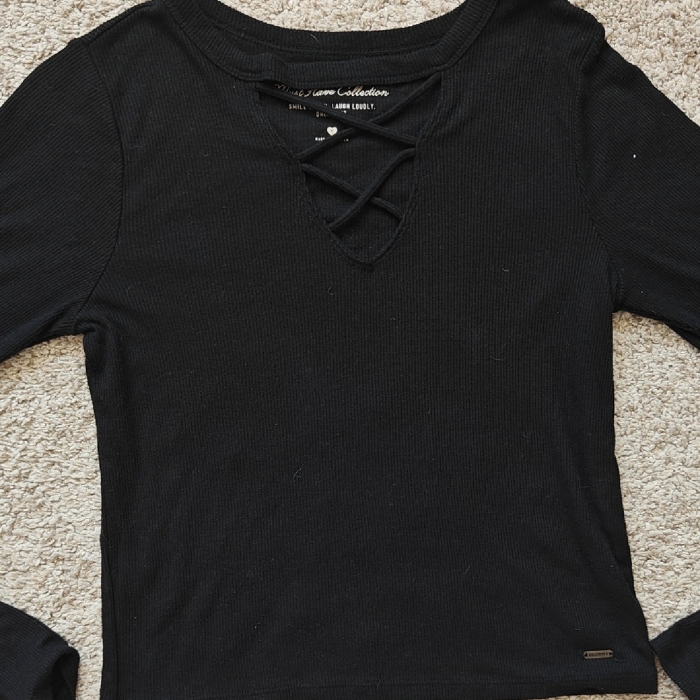 2/ $10. Casual Black Criss-Cross Hollister Top